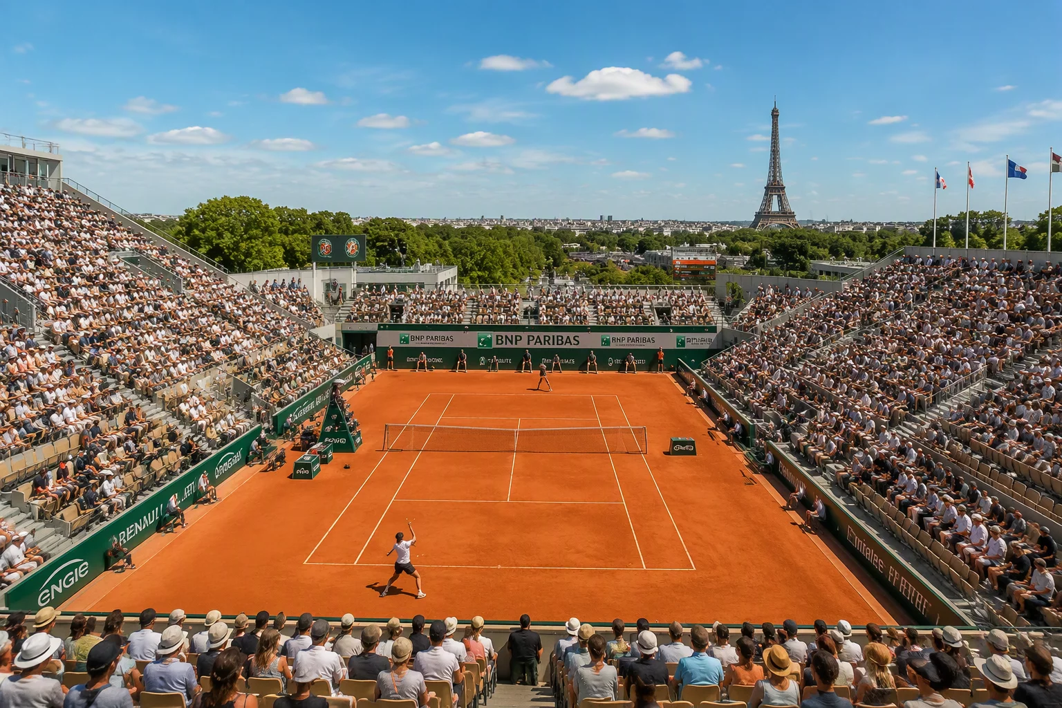 Court de tennis en terre battue à Roland-Garros